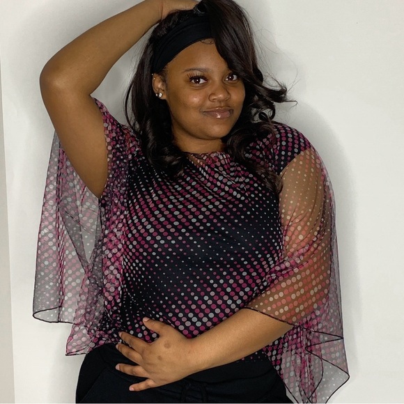 Guess Polka Dot Sheer Pancho Sz Small - Picture 3 of 3